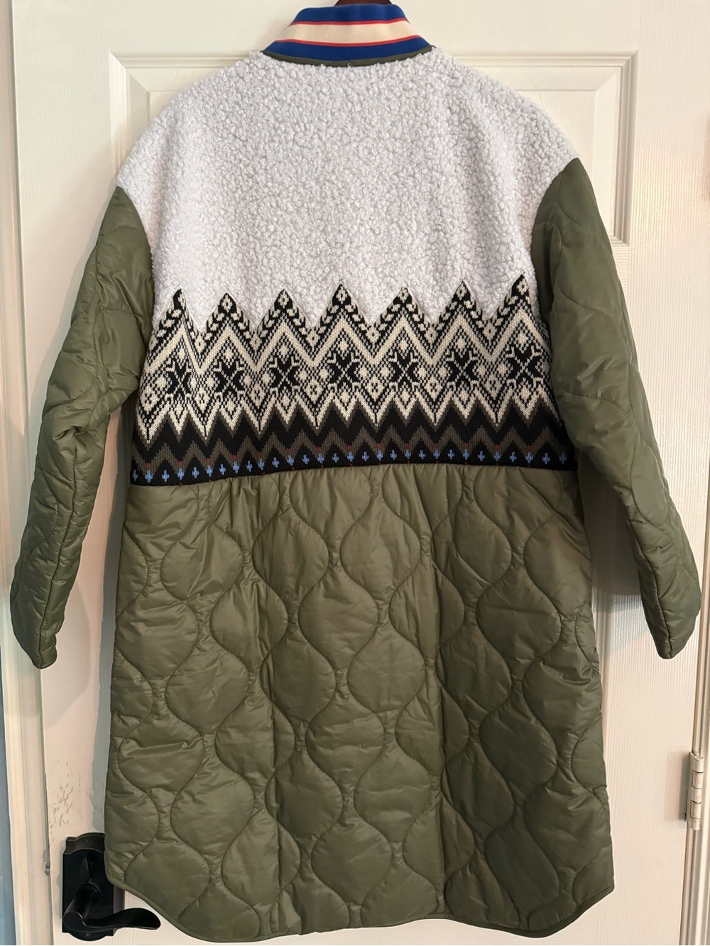 Anthropologie Quilted Fair Isle Coat in Moss Size Small New With Tags - Picture 14 of 14